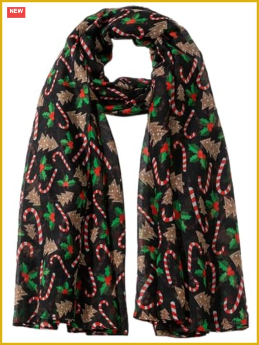 Women's Lightweight Chiffon Scarf Wrap Holiday Christmas Print Large Shawl